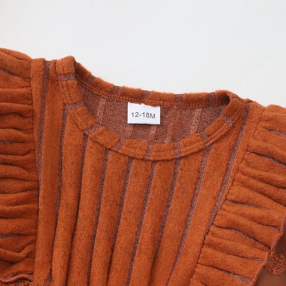 Luxurious Toddler Girl Sweater Dress with Ruffles, Perfect for Winter Occasions - Picture 6 of 8